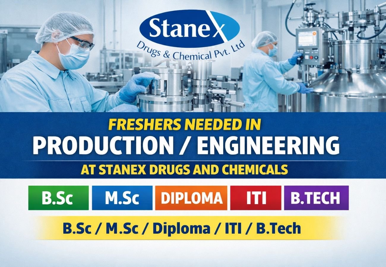 Freshers Needed In Production / Engineering At Stanex Drugs and Chemicals