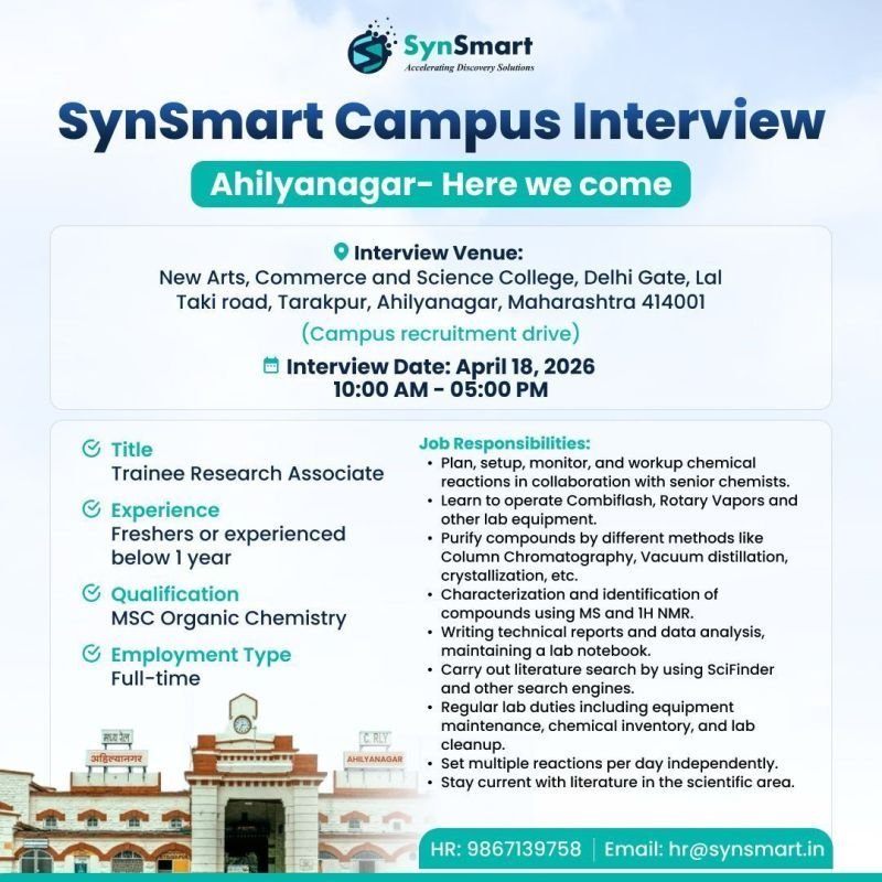 Freshers Needed In Trainee Research Associate At SynSmart