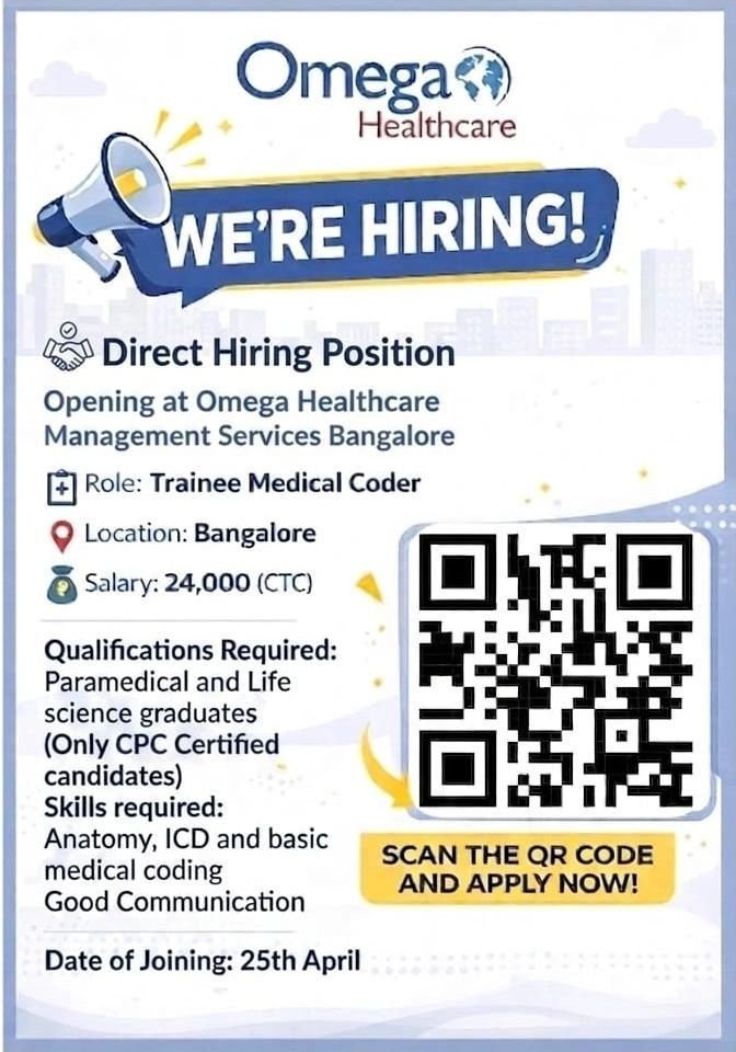 Freshers Needed In Medical Coding At Omega Healthcare