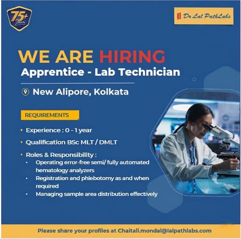 Freshers Needed In Lab Technician At Dr Lal PathLabs Freshers Needed In Lab Technician At Dr Lal PathLabs