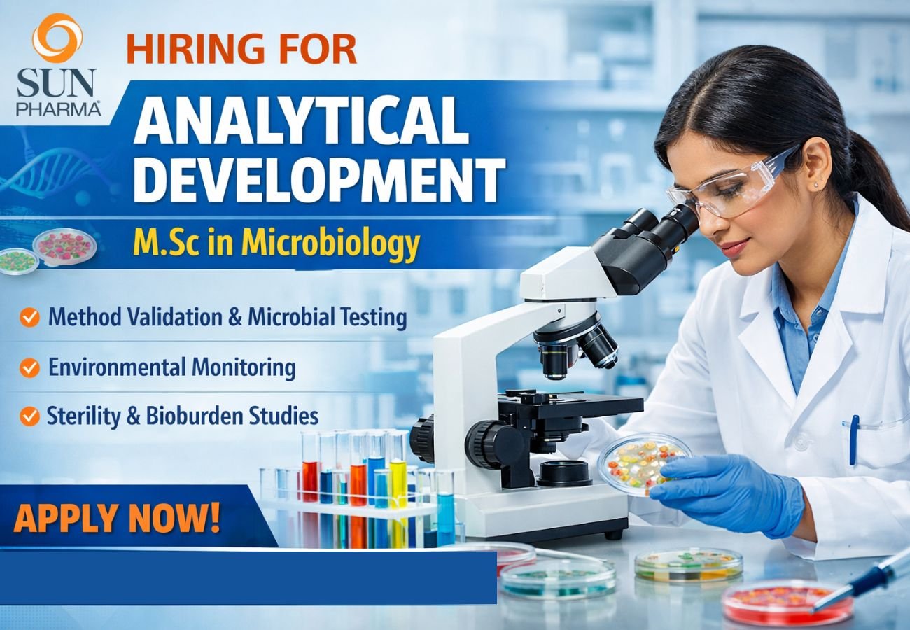 Sun Pharma Hiring For Analytical Development