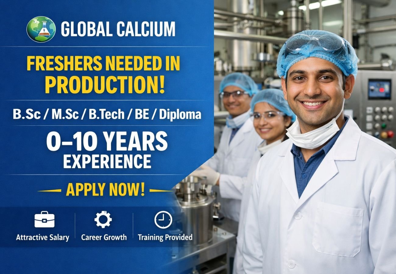 Freshers Needed In Production At Global Calcium