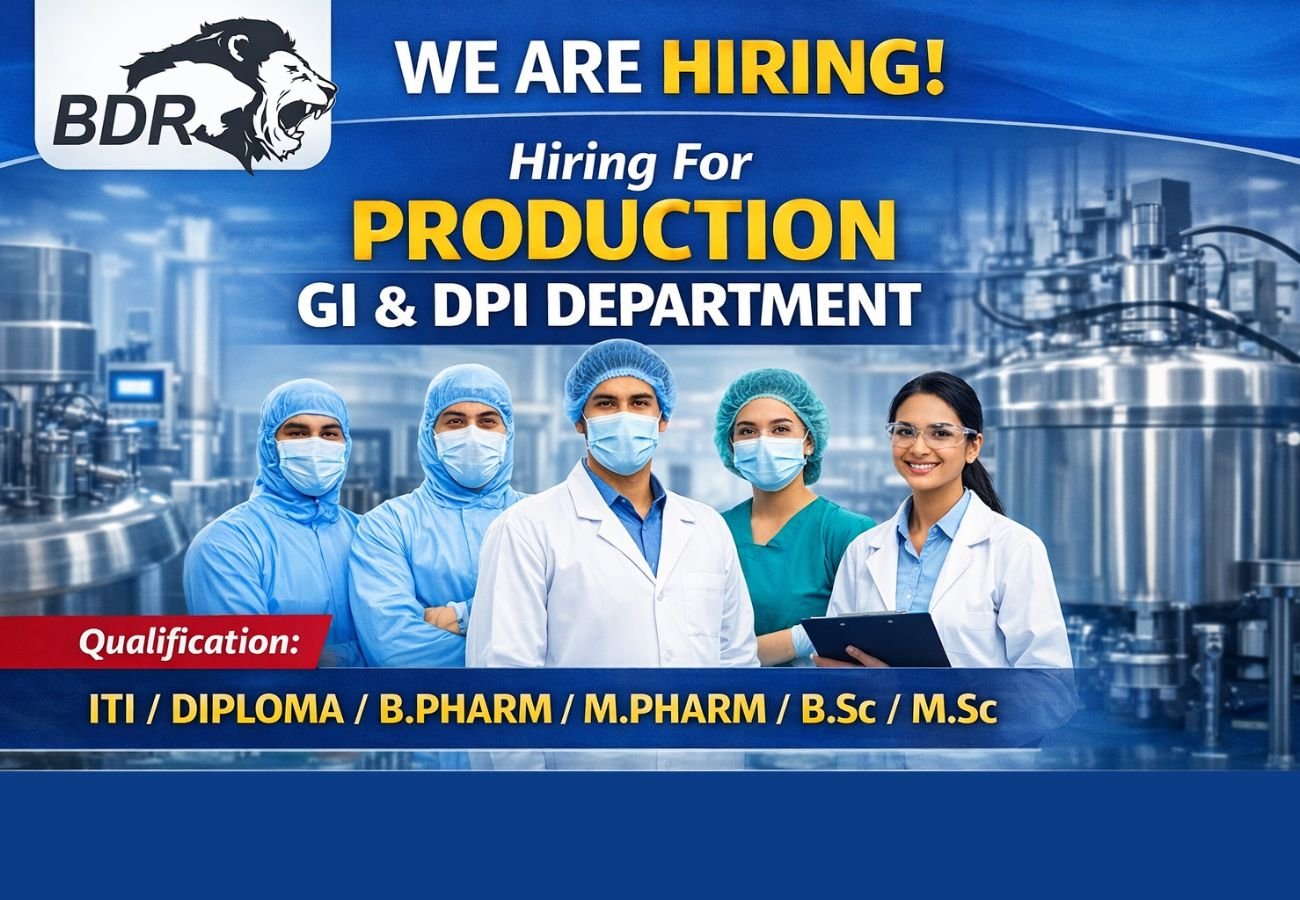 BDR Pharmaceuticals Hiring For Production GI & DPI department