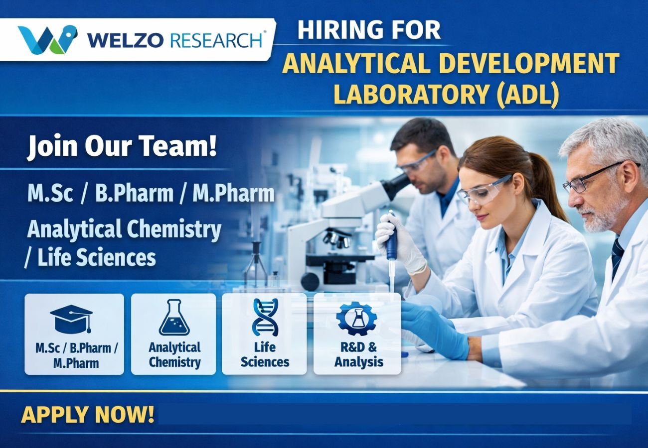 Welzo Research Hiring For Analytical Development Laboratory (ADL)