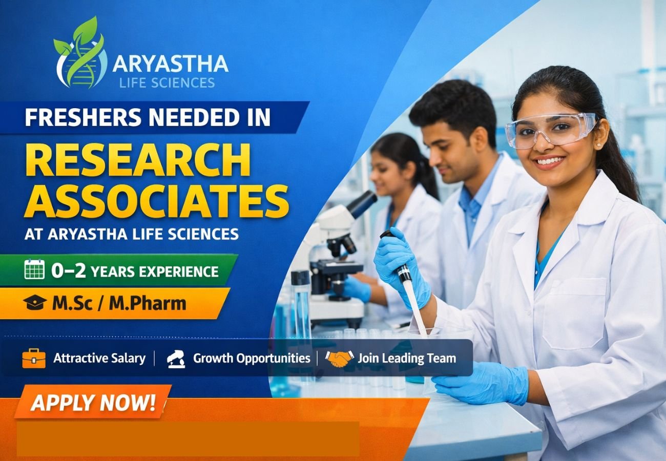 Freshers Needed In Research Associates At Aryastha Life Sciences