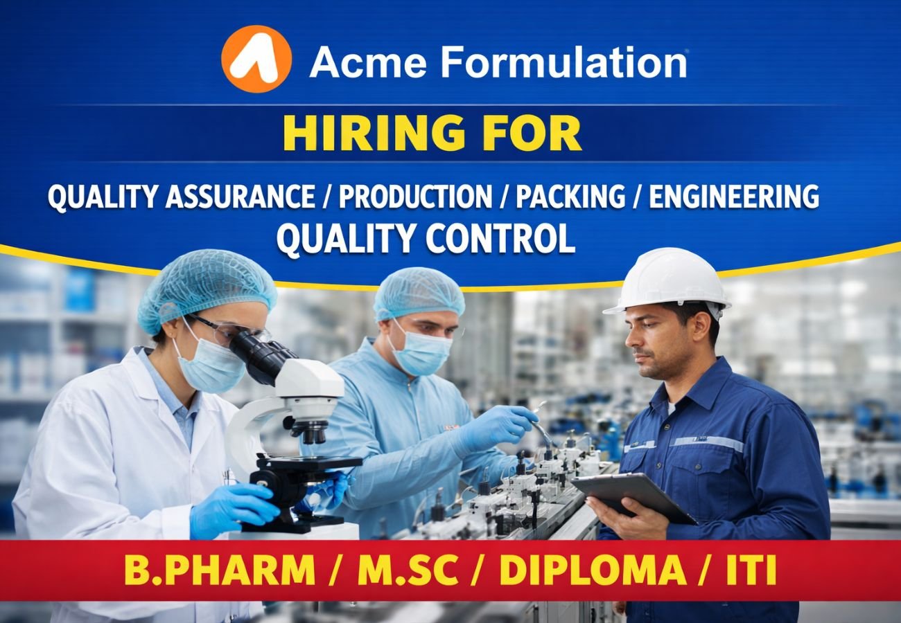 Acme Formulation Hiring For Quality Assurance / Production / Packing ...