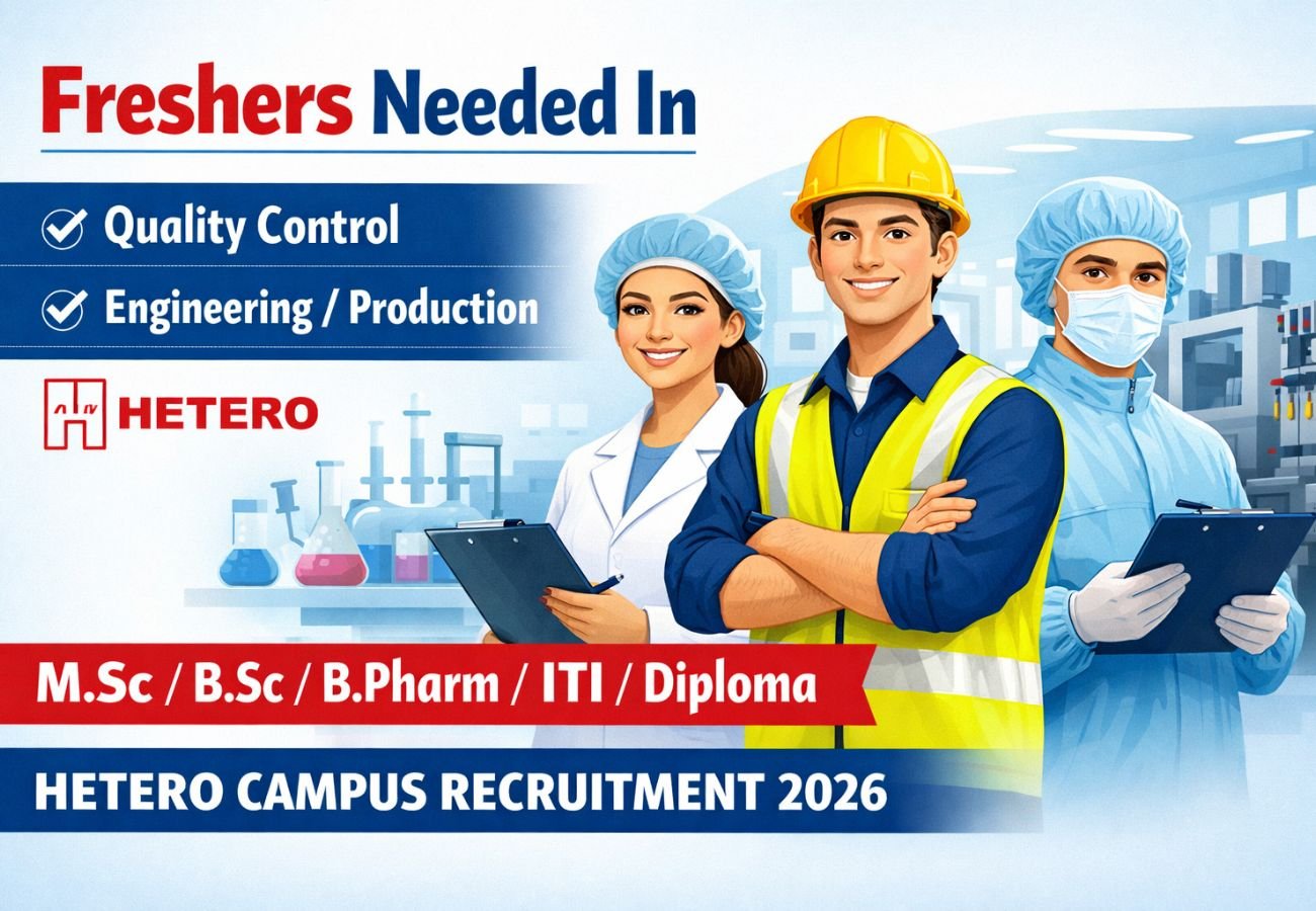 Freshers Needed In Quality Control / Engineering / Production At Hetero