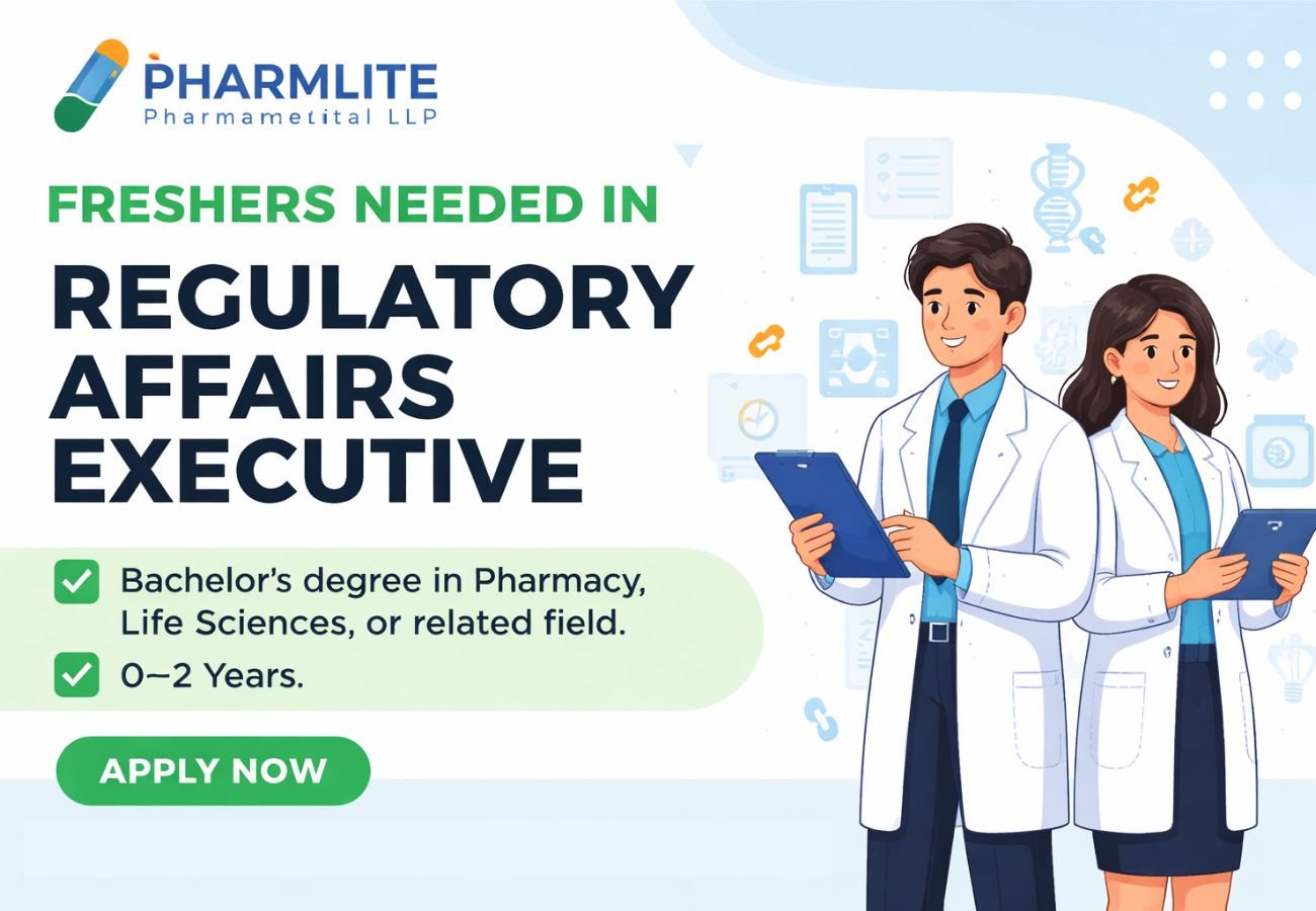 Freshers Needed In Regulatory Affairs Executive At Pharmlite Pharmaceutical LLP