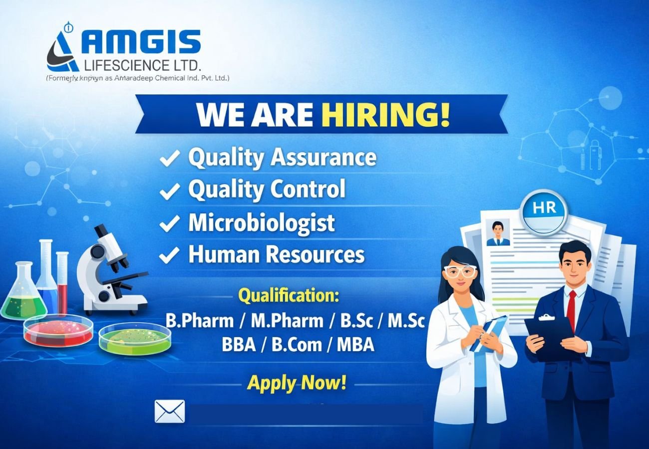 Amgis Lifescience Hiring For Quality Assurance / Quality Control / Microbiologist / Human Resources