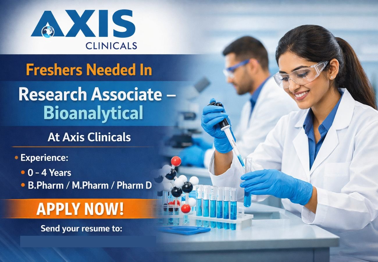Freshers Needed In Research Associate – Bioanalytical At Axis Clinicals