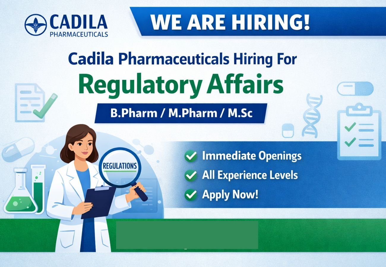 Cadila Pharmaceuticals Hiring For Regulatory Affairs