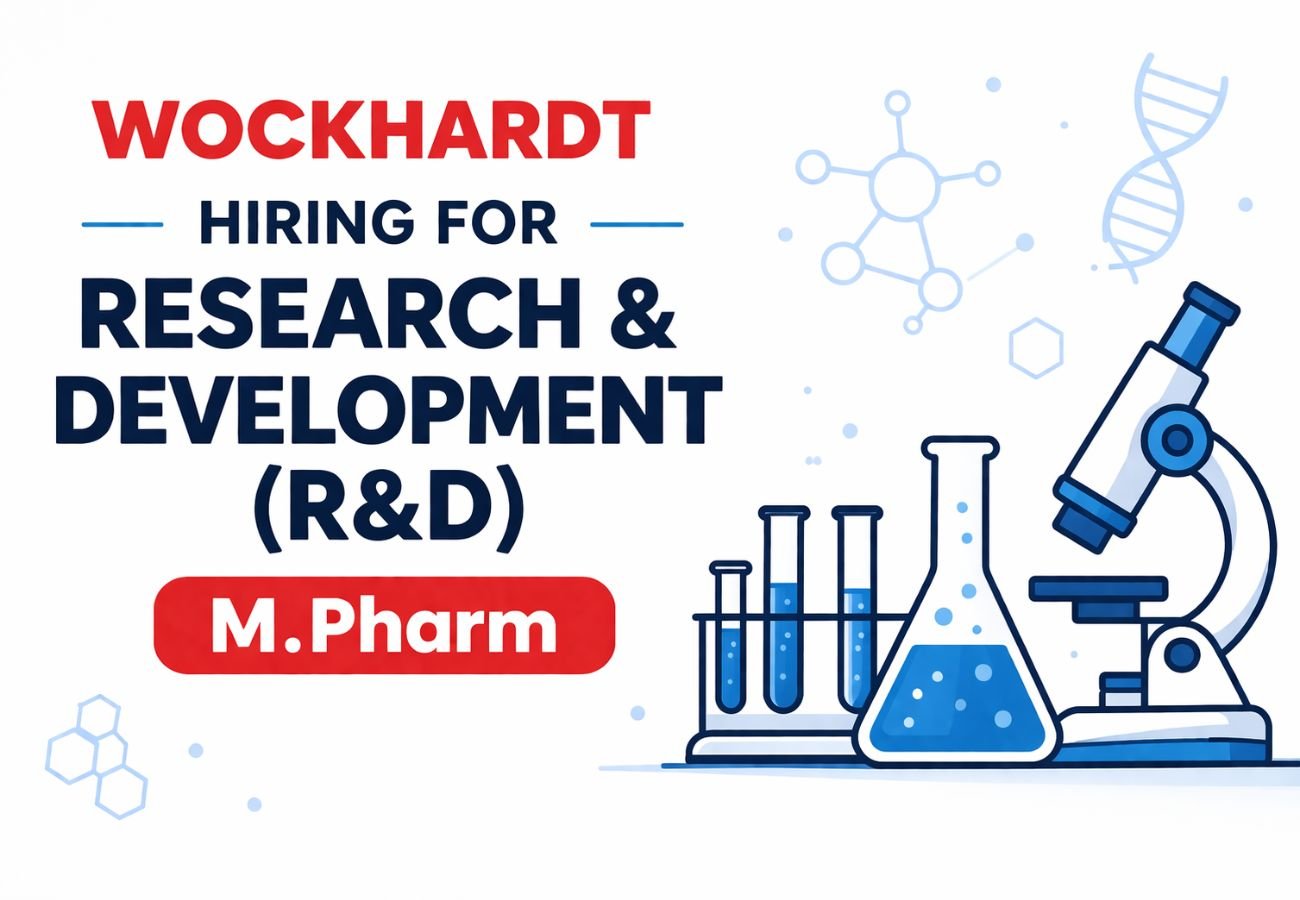 Wockhardt Hiring For Research & Development (R&D)