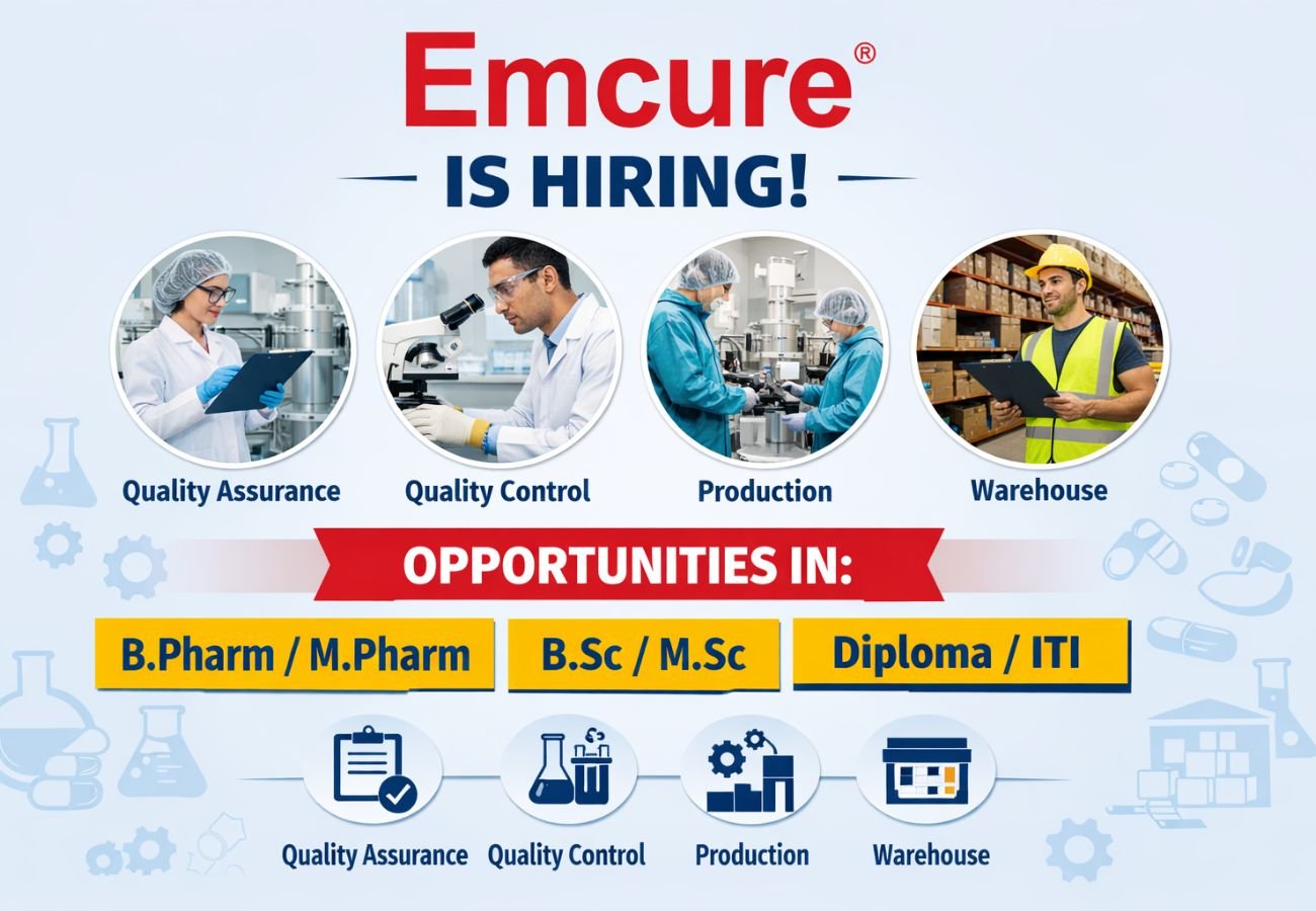 Emcure Pharmaceuticals Hiring For Quality Assurance / Quality Control / Production / Warehouse / Engineering