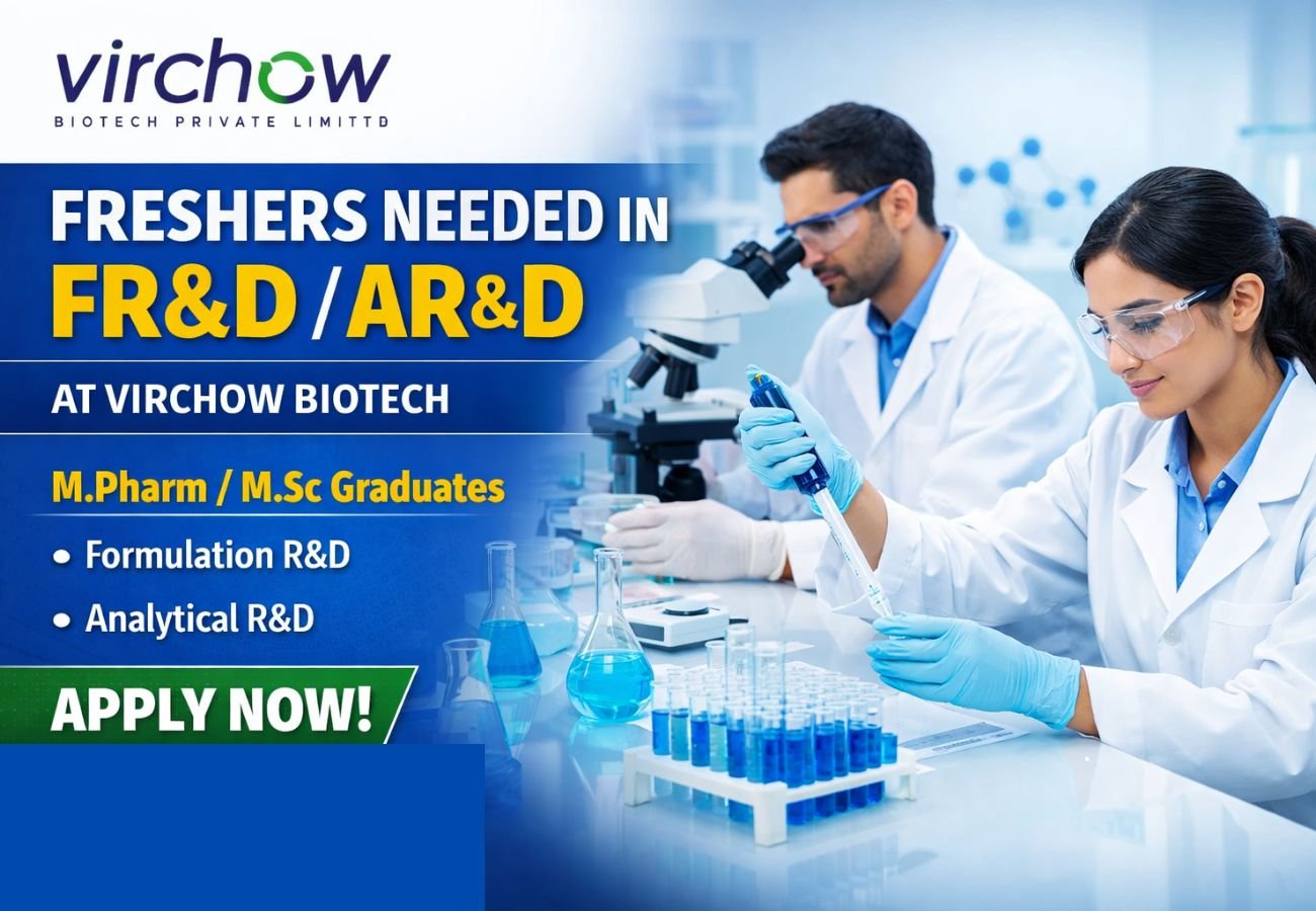 Freshers Needed In FR&D / AR&D At Virchow Biotech