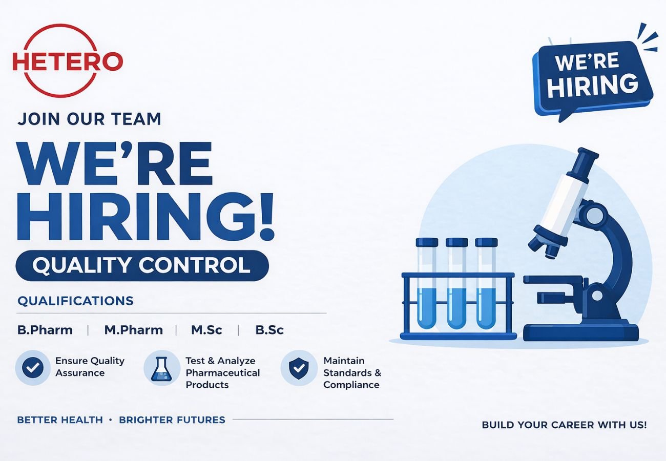 Hetero Labs Hiring For Quality Control