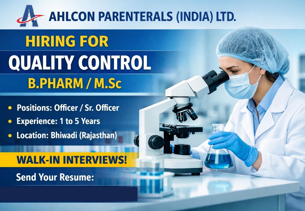 Ahlcon Parenterals Hiring For Quality Control