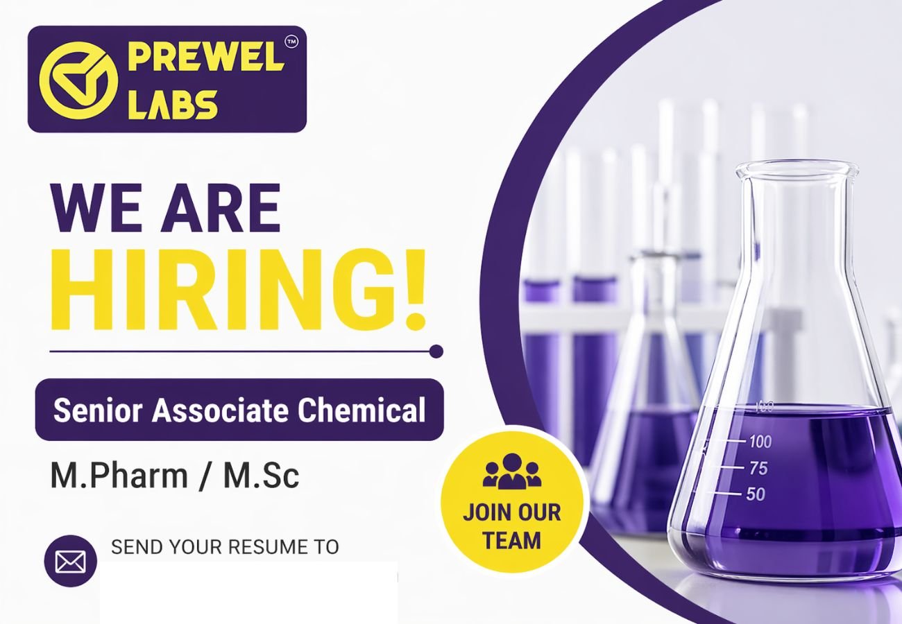 Prewel Labs Hiring For Senior Associate Chemical