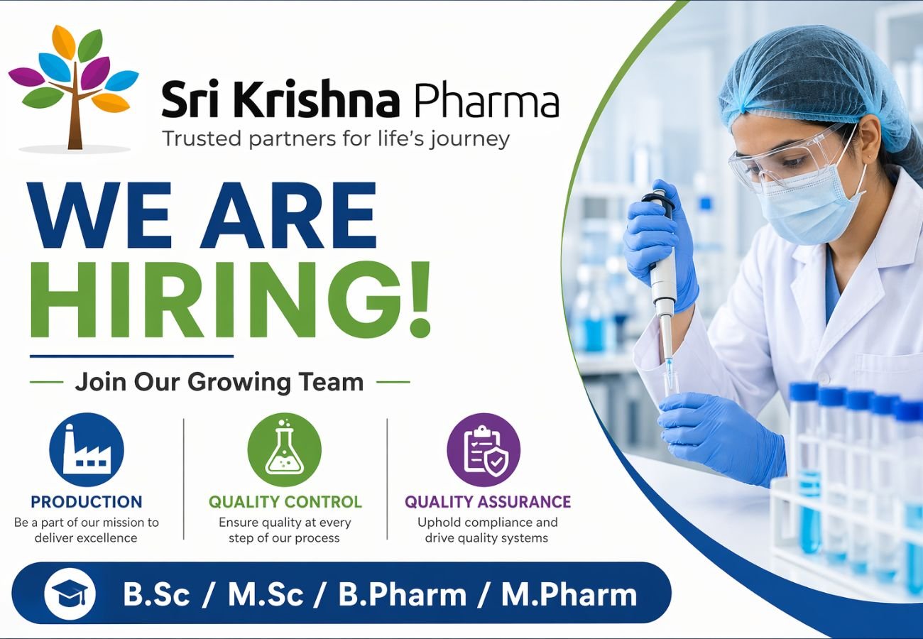 Sri Krishna Pharmaceuticals Hiring For Production / Quality Control / Quality Assurance