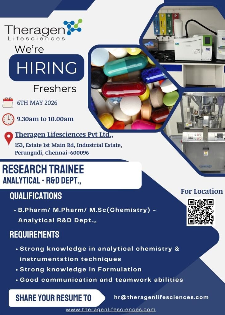 Freshers Needed In Research Trainee – Analytical R&D At Theragen Lifesciences Pvt. Ltd