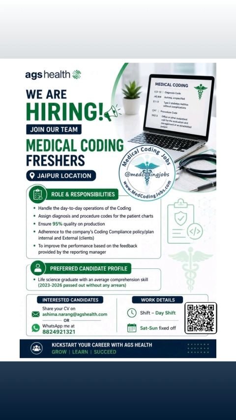 Freshers Needed In Medical Coding At AGS Health
