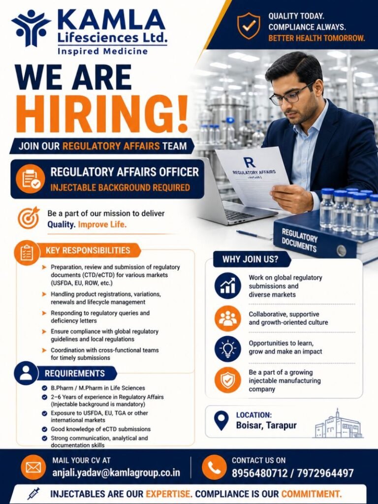 Kamla Lifesciences Hiring For Regulatory Affairs Kamla Lifesciences Hiring For Regulatory Affairs