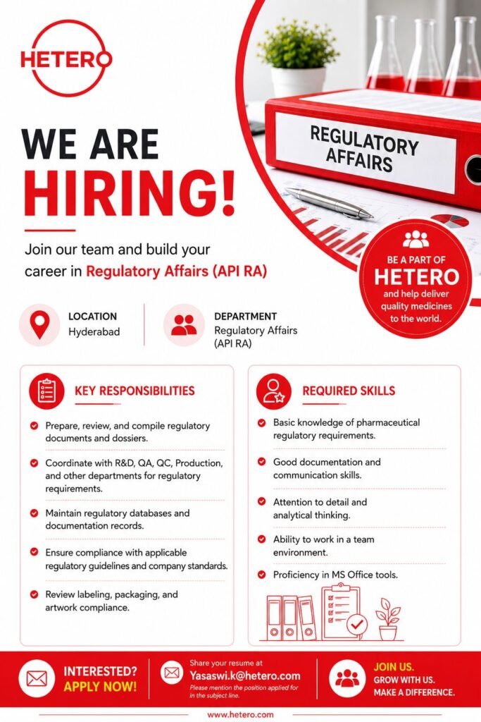 Freshers Needed In Regulatory Affairs At Hetero Freshers Needed In Regulatory Affairs At Hetero