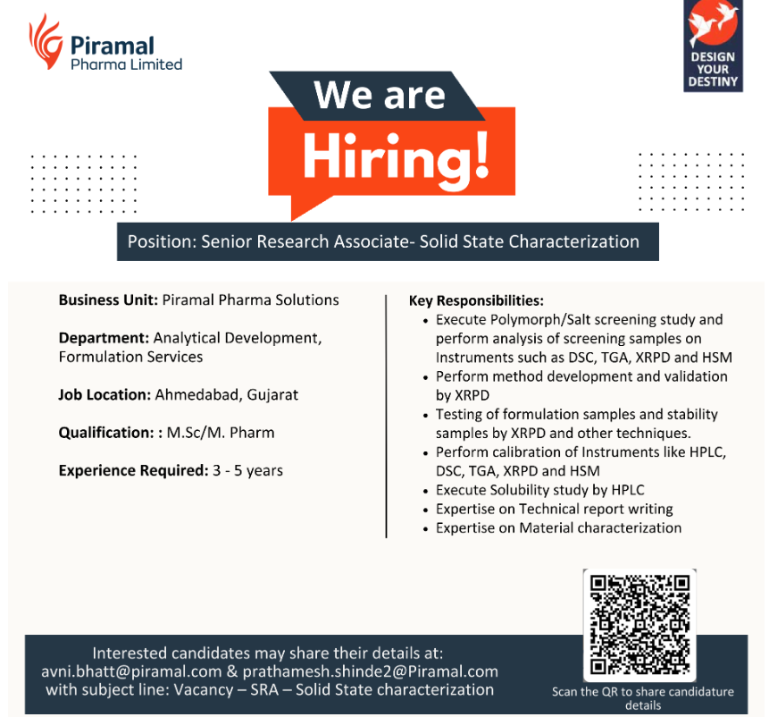 Freshers Needed In Analytical Development & Formulation Services At Piramal Pharma Solutions