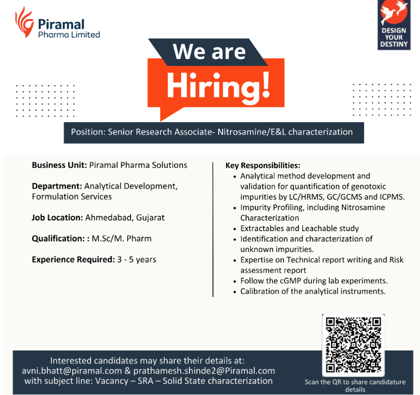 Freshers Needed In Analytical Development & Formulation Services At Piramal Pharma Solutions