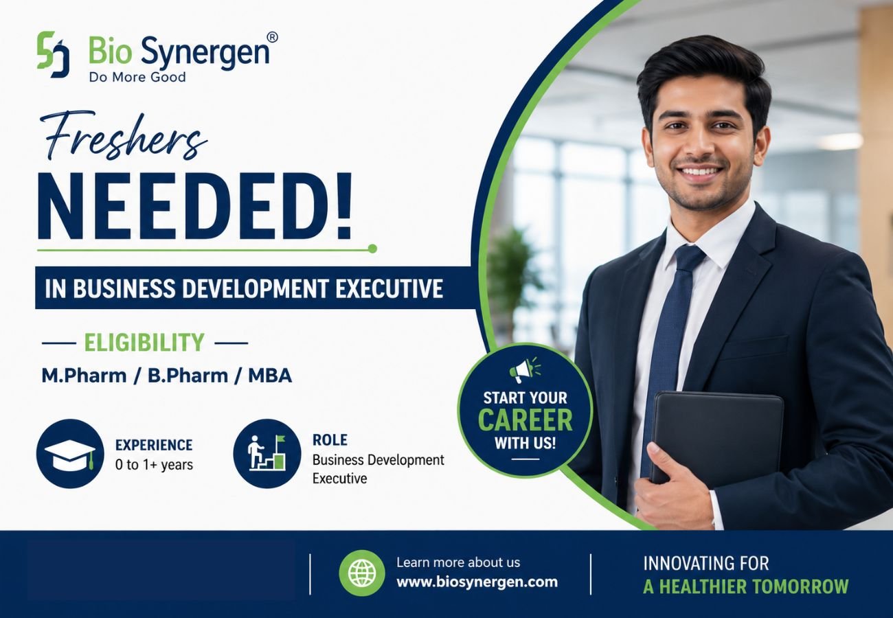 Freshers Needed In Business Development Executive At Bio Synergen