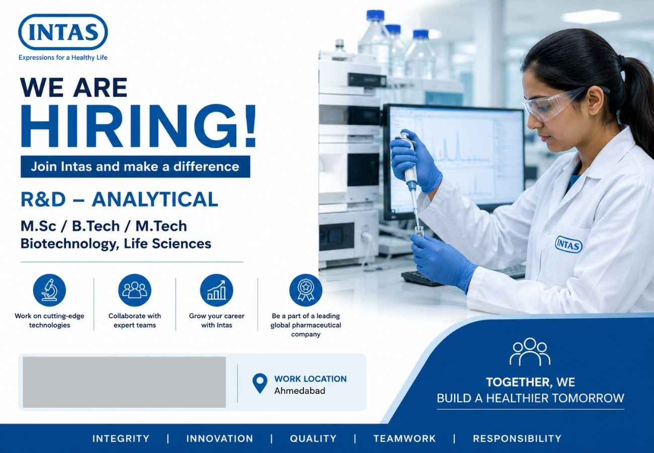Intas Pharmaceuticals Hiring For R&D – Analytical