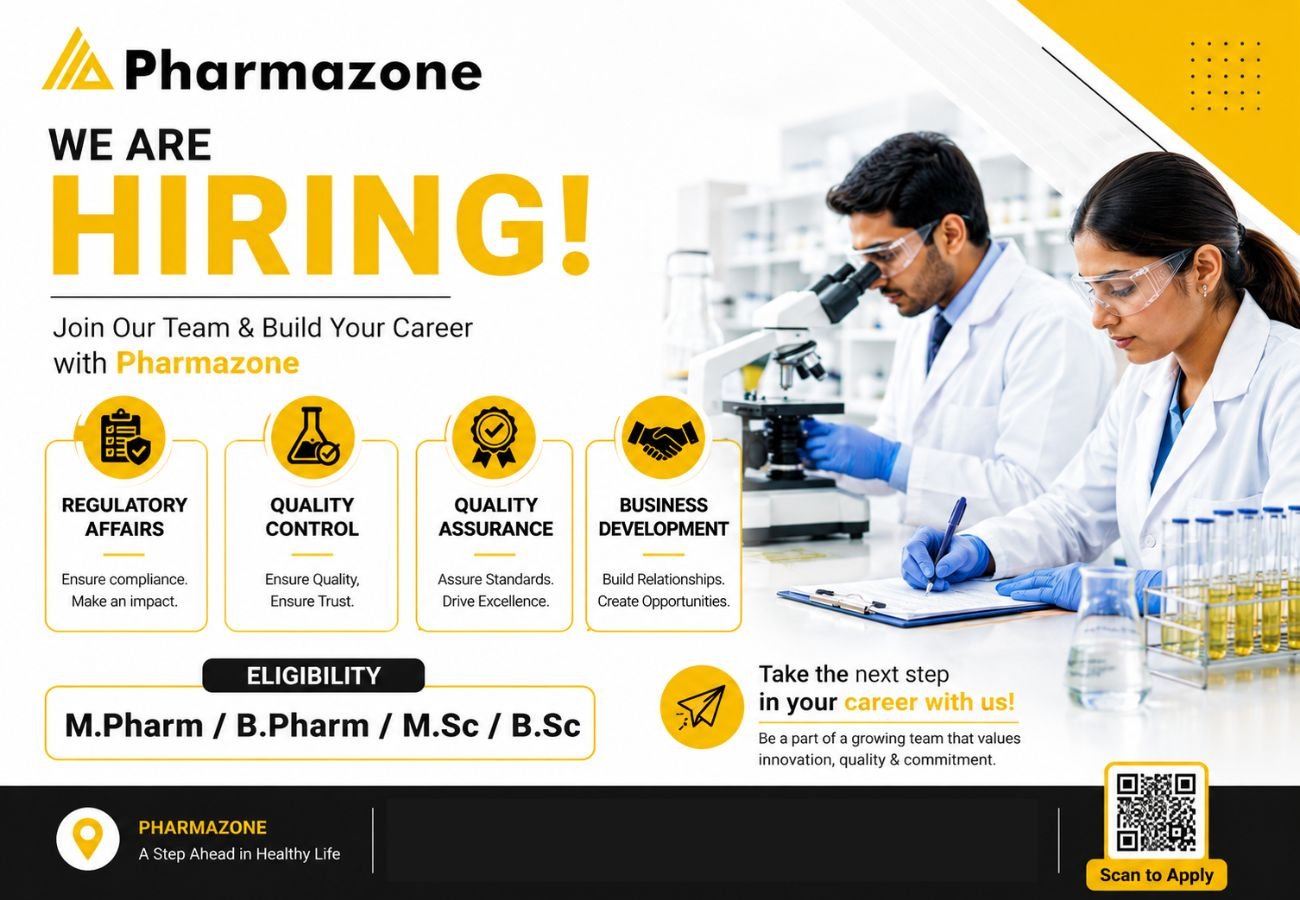 Pharmazone Hiring For Regulatory Affairs / Quality Control / Quality Assurance / Business Development