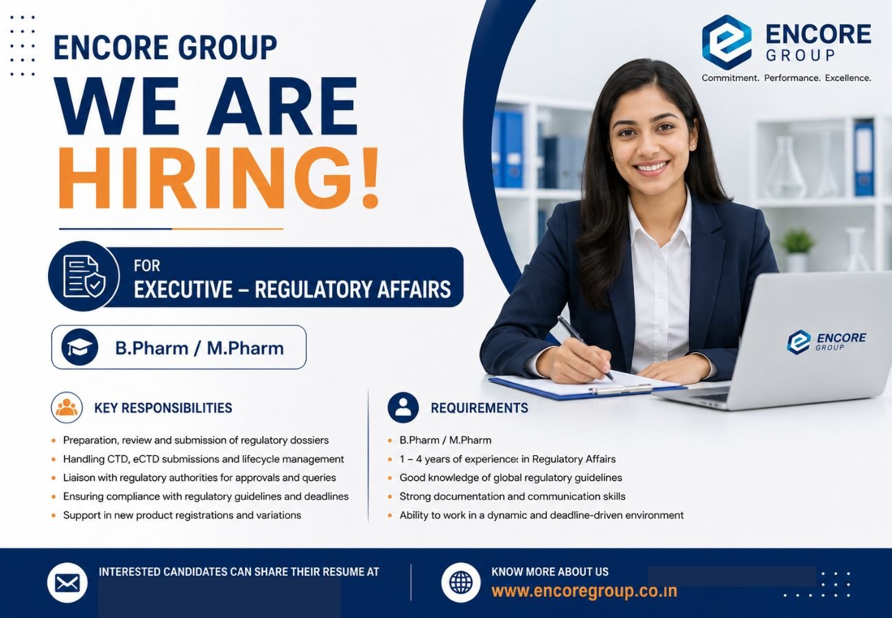 Encore Group Hiring For Executive – Regulatory Affairs