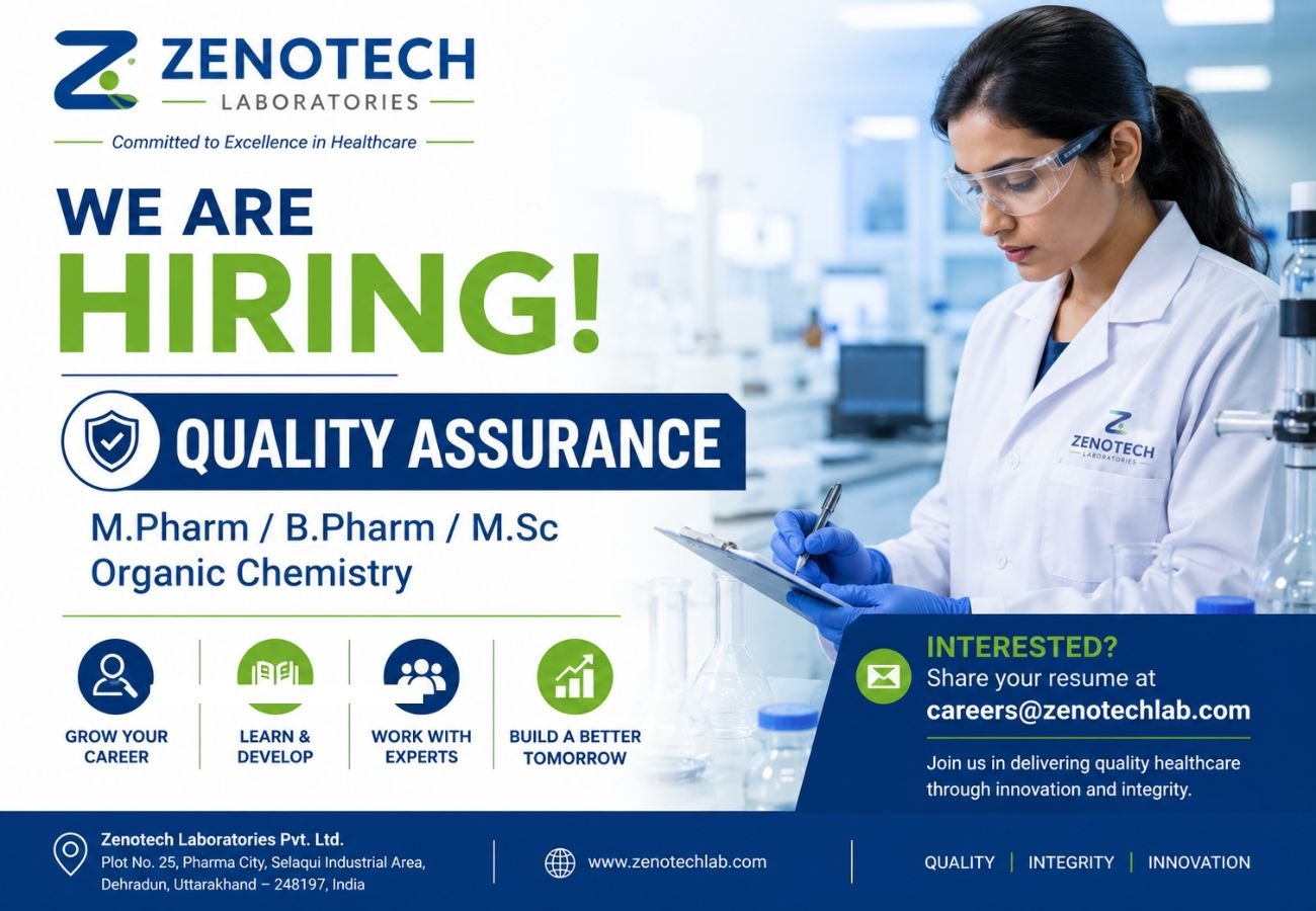 Zenotech Laboratories Hiring For Quality Assurance