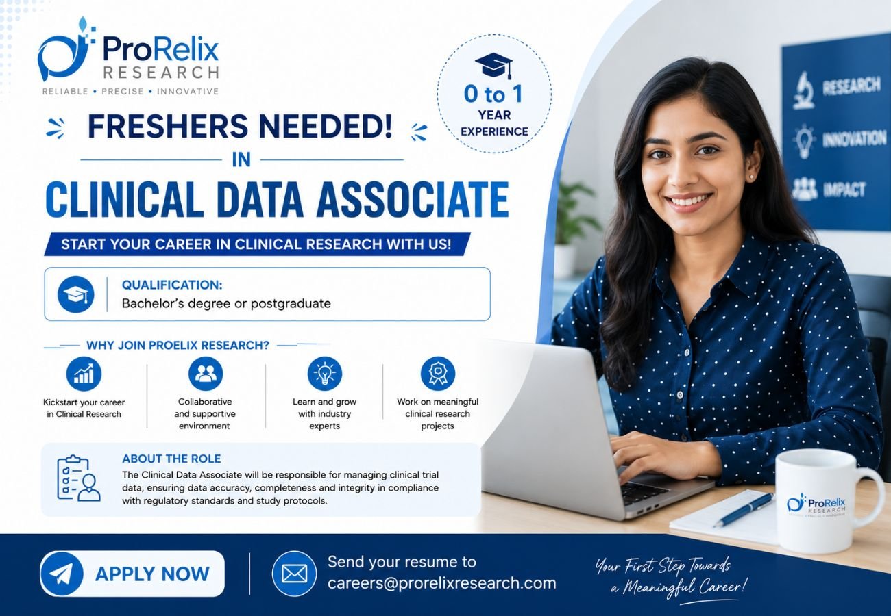 Freshers needed In Clinical Data Associate At ProRelix Research