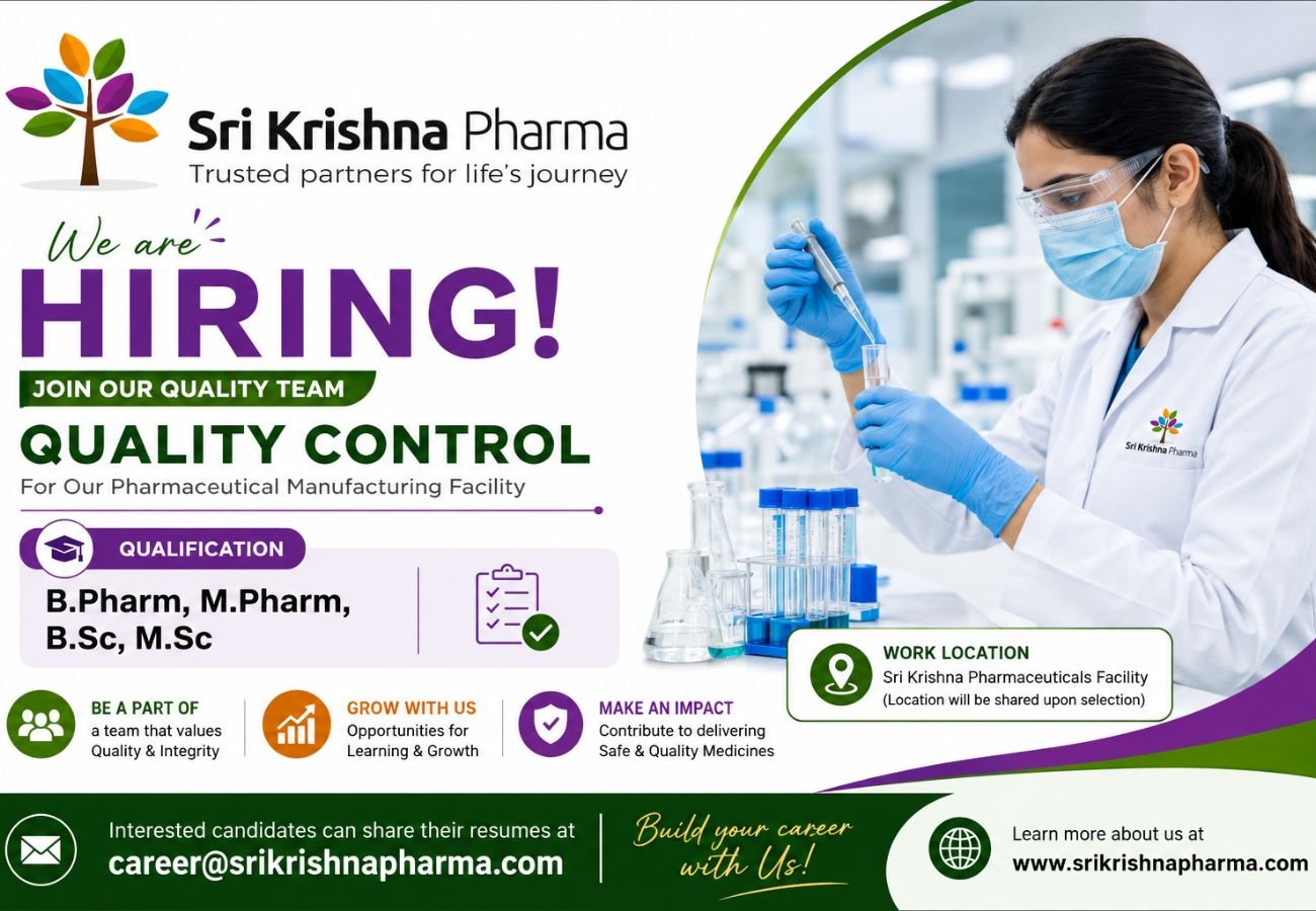 Sri Krishna Pharmaceuticals Hiring For Quality Control