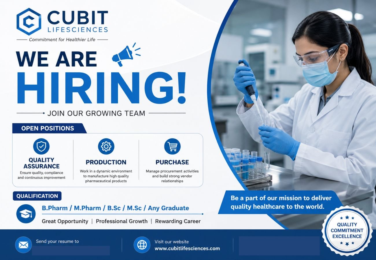 Cubit Lifesciences Hiring For Quality Assurance / Production / Purchase