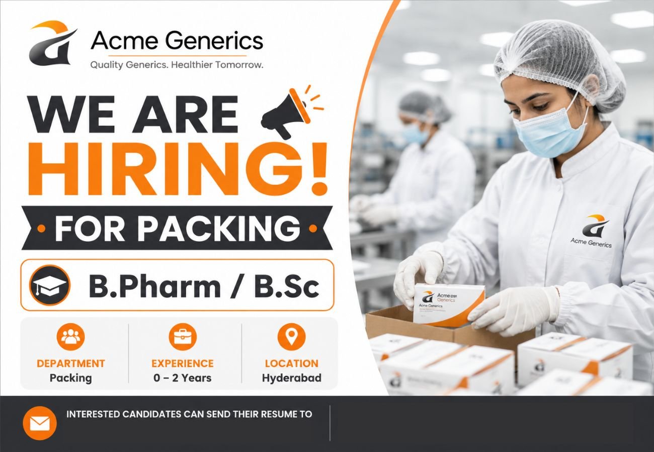 Acme Generics Hiring For Packing
