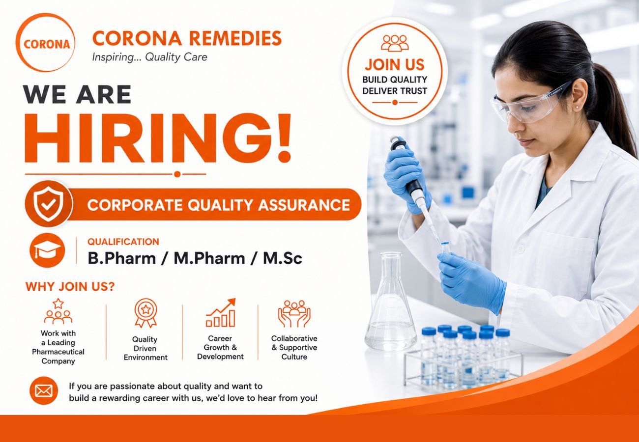 Corona Remedies Hiring For Corporate Quality Assurance
