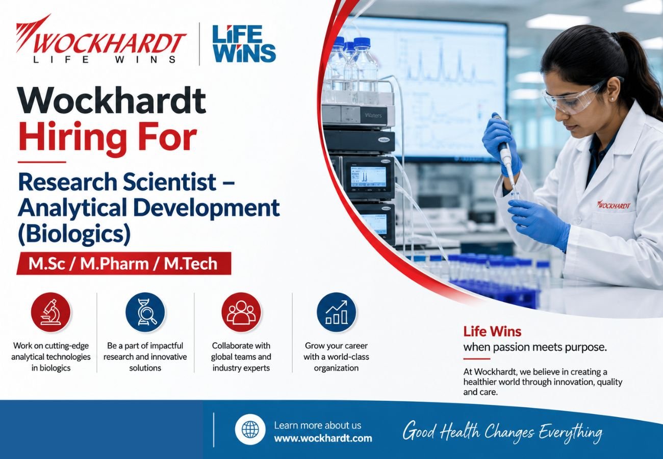 Wockhardt Hiring For Research Scientist – Analytical Development (Biologics)