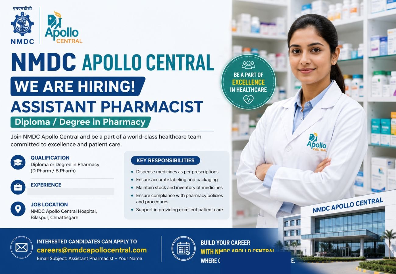 NMDC Apollo Central Hiring For Assistant Pharmacist