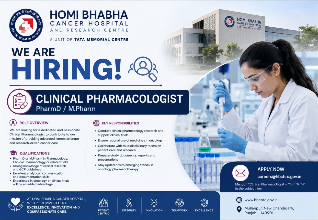 Homi Bhabha Cancer Hiring For Clinical Pharmacologist