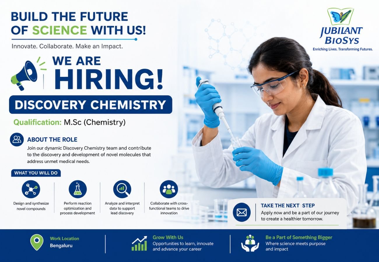 Jubilant Biosys Hiring For Discovery Chemistry