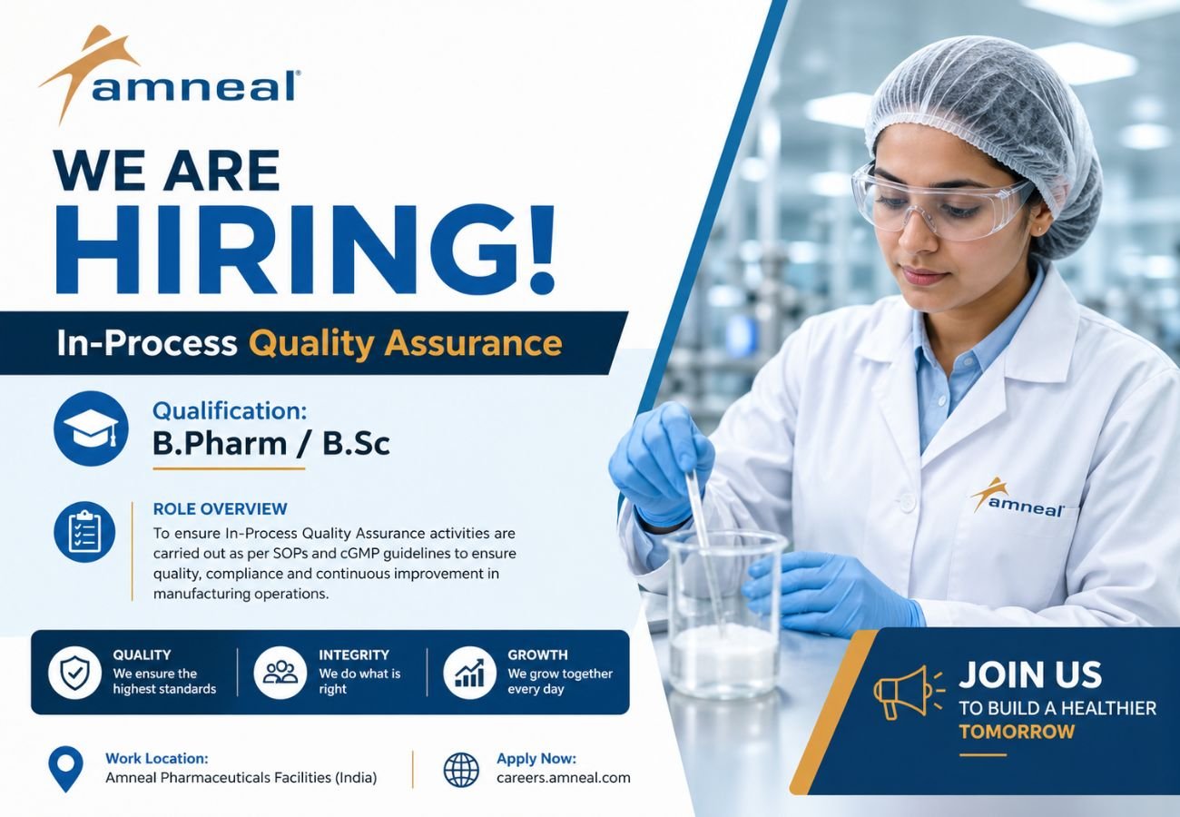 Amneal Hiring For In-Process Quality Assurance