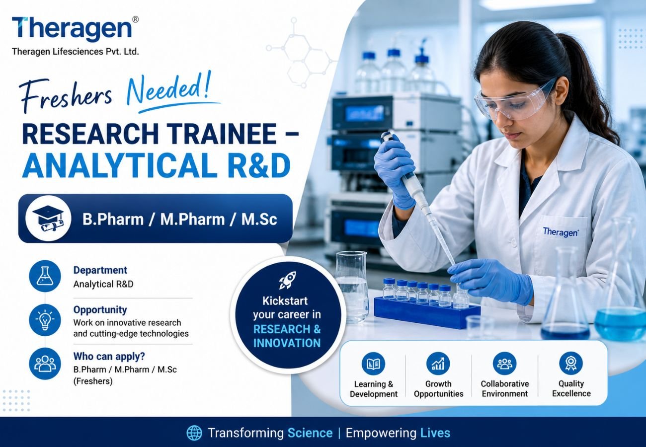 Freshers Needed In Research Trainee – Analytical R&D At Theragen Lifesciences Pvt. Ltd
