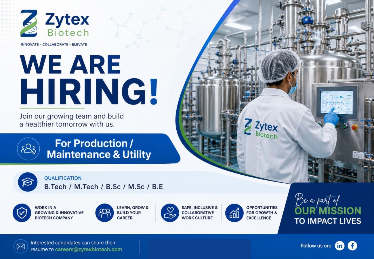 Zytex Biotech Hiing For Production / Maintenance & Utility