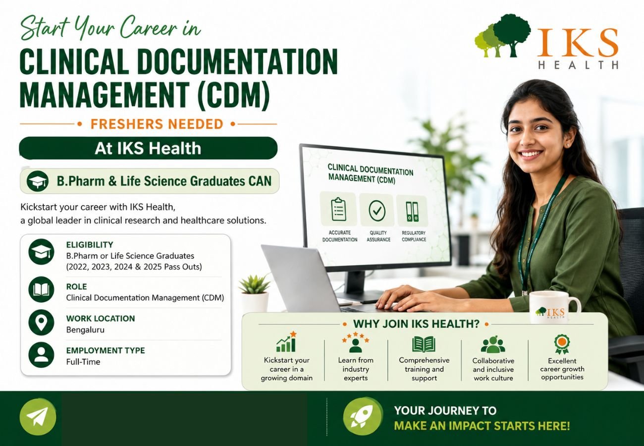 Freshers Needed In Clinical Documentation Management (CDM) At IKS Health