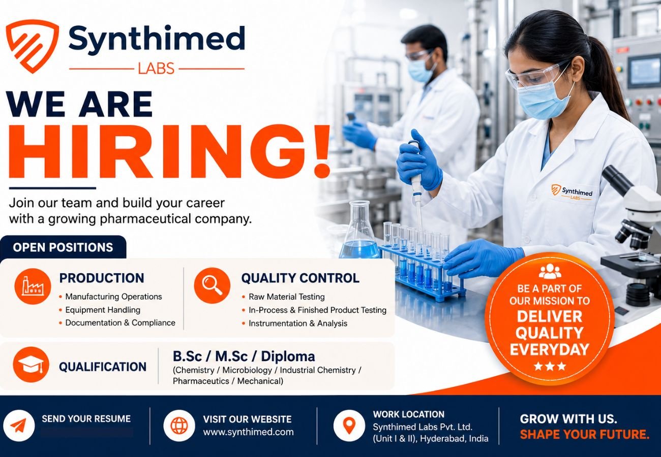 Synthimed Labs Hiring For Production / Quality Control