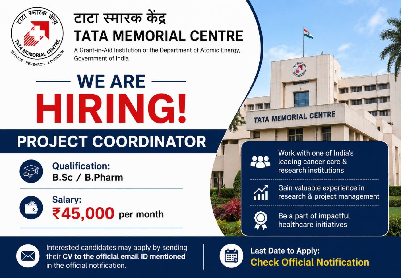 Tata Memorial Centre Hiring For Project Coordinator