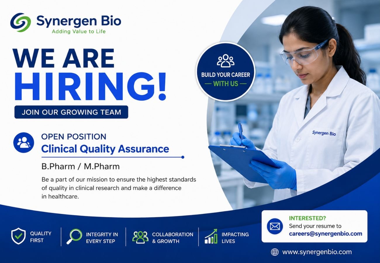 Synergen Bio Hiring For Clinical Quality Assurance