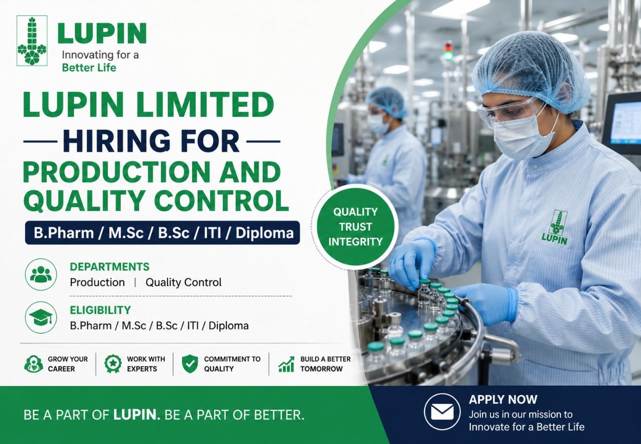 Lupin Limited Hiring For Production and Quality Control